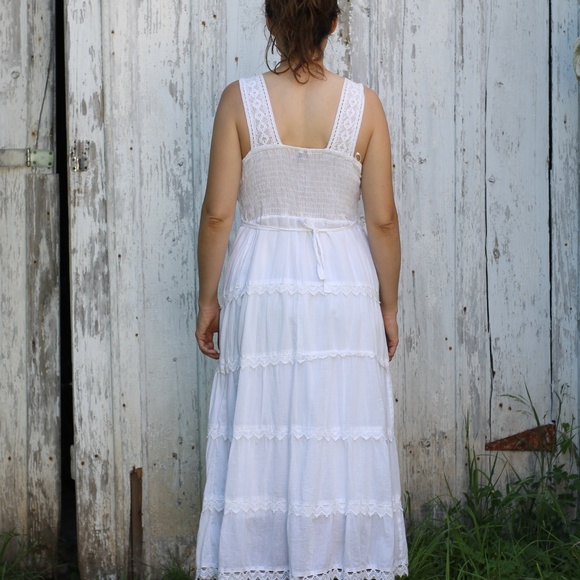 Vintage Boho White Tiered Dress - Picture 2 of 6